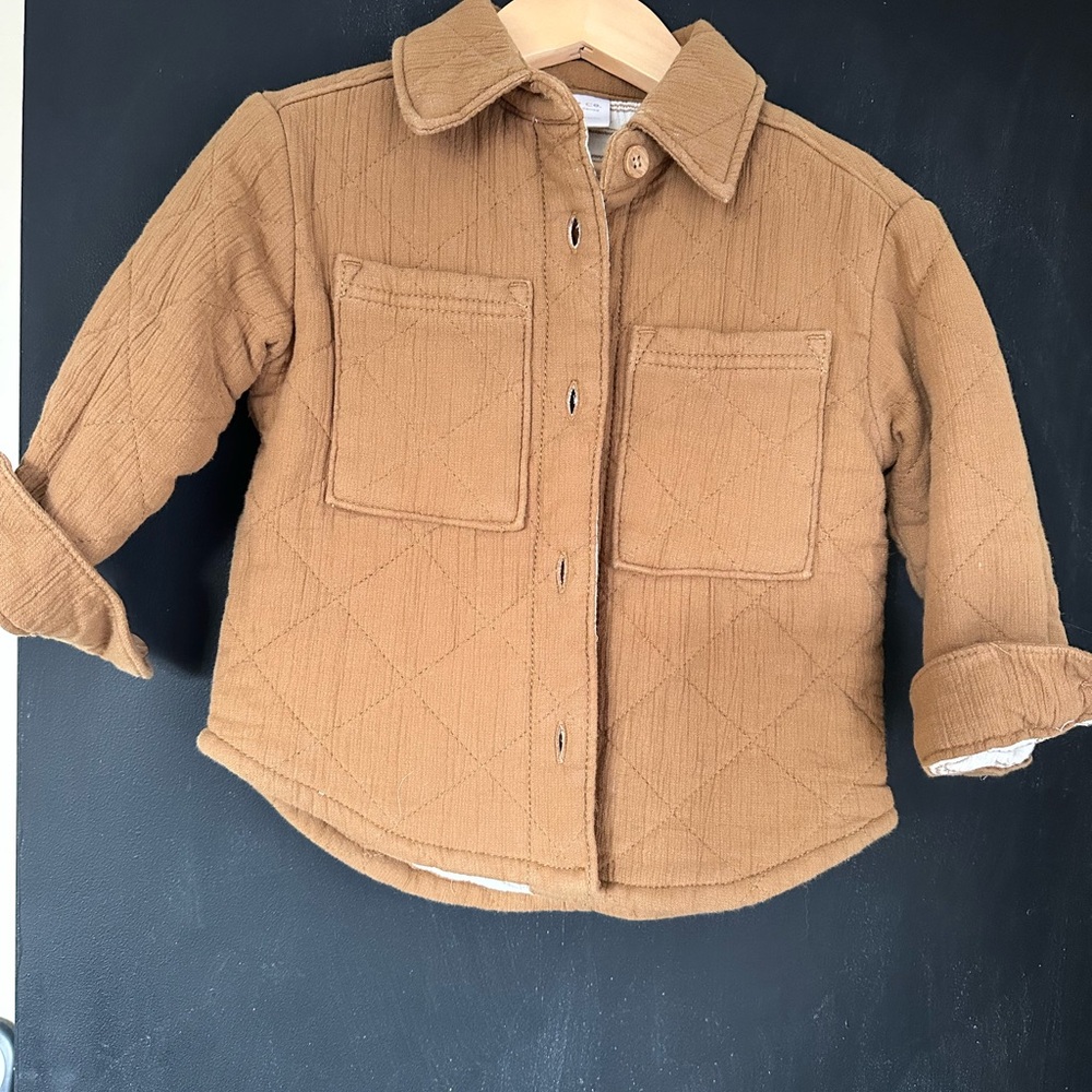 Little Co Cozy Quilted Brown Kids Jacket